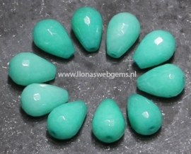 10 stuks Jade facet druppel ca. 14x10mm (Q73)