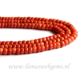 Bloedkoraal oud Hollands choker ca. 5x3 tot 6x3 mm XXLang!