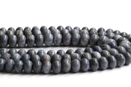 Koraal blauw rondellen ca. 10x7mm
