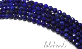 10 strengen Lapis Lazuli kralen facet rond mini ca. 3.5mm AAA kwaliteit