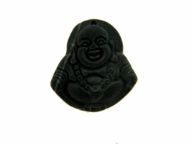 Zwarte Jaspis Buddha hanger ca. 27x24mm (20)