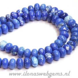 Howliet rondellen blauw-wit ca. 12x8mm