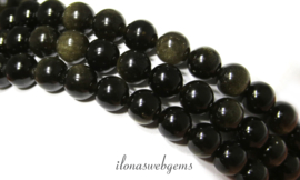 10 strengen Golden Obsidiaan kralen rond ca. 8mm (1.29)