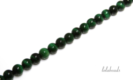 10 strengen Groene Tijgeroog kralen rond ca. 8mm