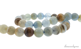 10 strengen Blauwe Calciet kralen rond ca. 8mm