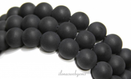 10 strengen Obsidiaan kralen rond mat ca. 12mm