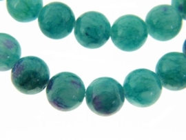 Jade turquoise/paars rond ca. 8mm