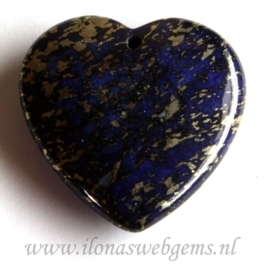 Blauw Lapis lazuli hart met veel Pyriet ca. 40x40x10mm