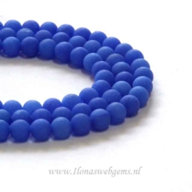 Jade mat blauw rond ca. 8,5mm