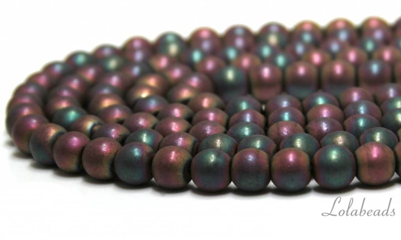 10 strengen Hematiet kralen rond ca. 4mm