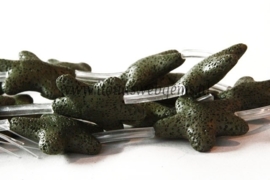 Lavasteen groen zeesterren ca. 40x10mm (F63)