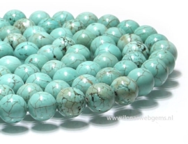 Turquoise Howliet kralen rond ca.14mm (A28)