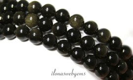 10 strengen Golden Obsidiaan kralen rond ca. 12mm (1.29)