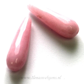 1 paar Jade pastel roze facet pegels ca. 30x10mm