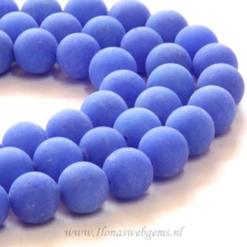 Jade mat blauw rond ca. 12mm