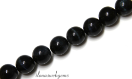10 strengen Tijgeroog blauw kralen rond ca. 10mm (61)
