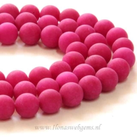 Jade mat fuchsia rond ca. 10mm