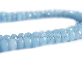 Jade aqua facet rondellen 6x4mm