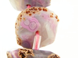Agaat pink facet discs choker