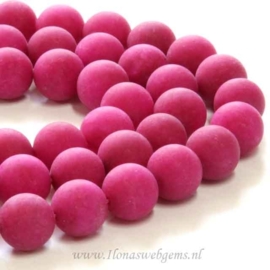 Jade mat fuchsia rond ca. 12mm