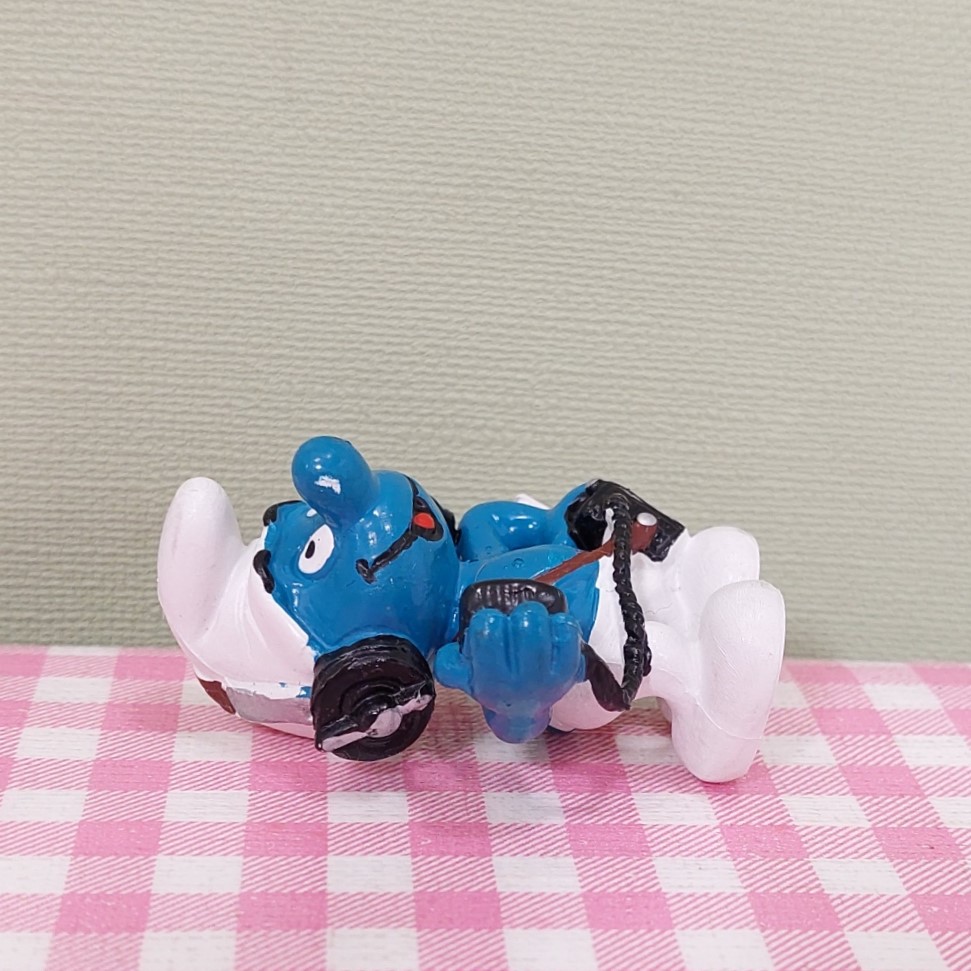 Vintage Smurf Schleich 20143 Radio koptelefoon Peyo 1982