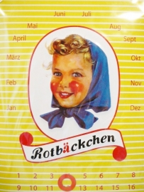 Rotbäckchen reclame kalender - blik