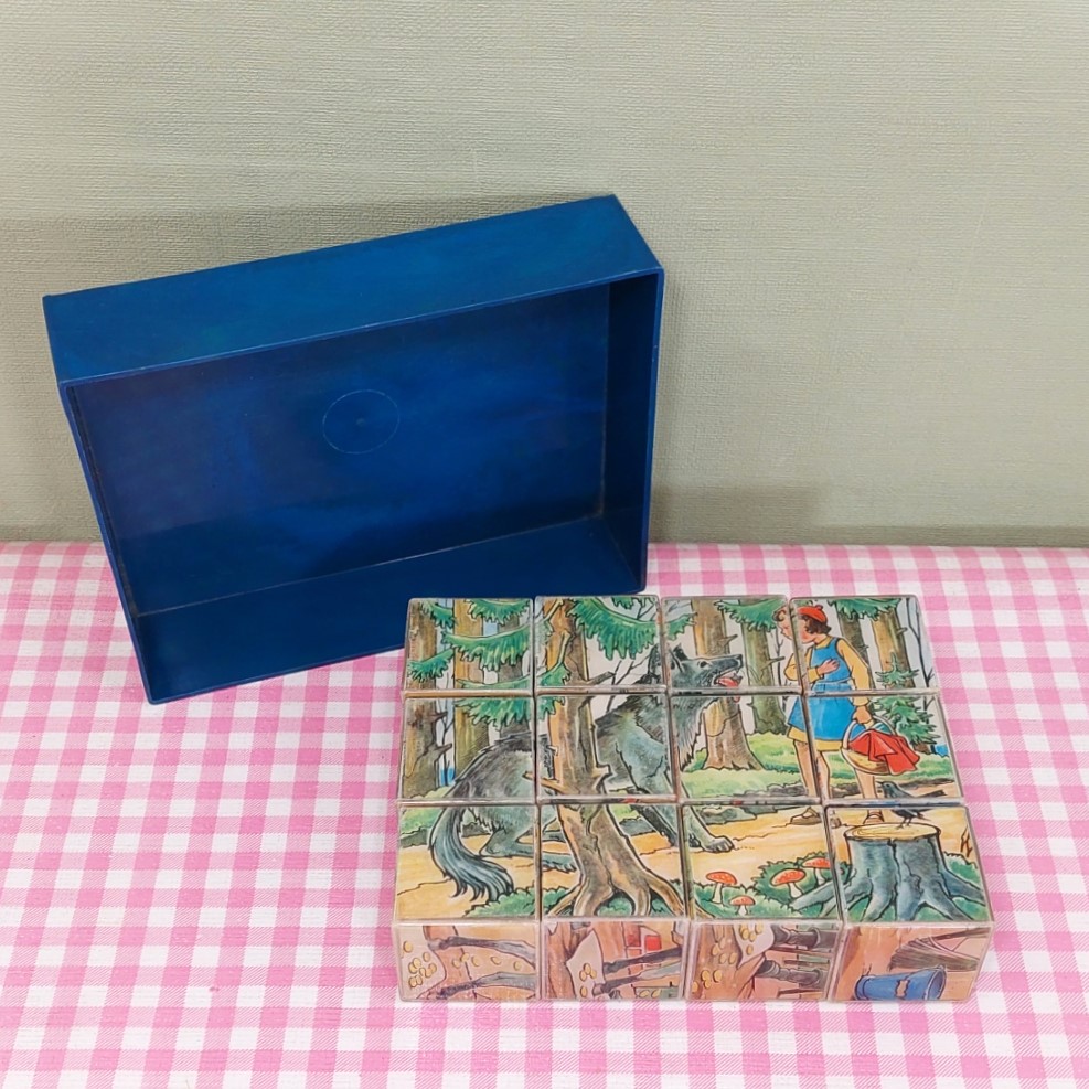 Vintage sprookjes puzzel blokkenpuzzel plastic jaren 60/70