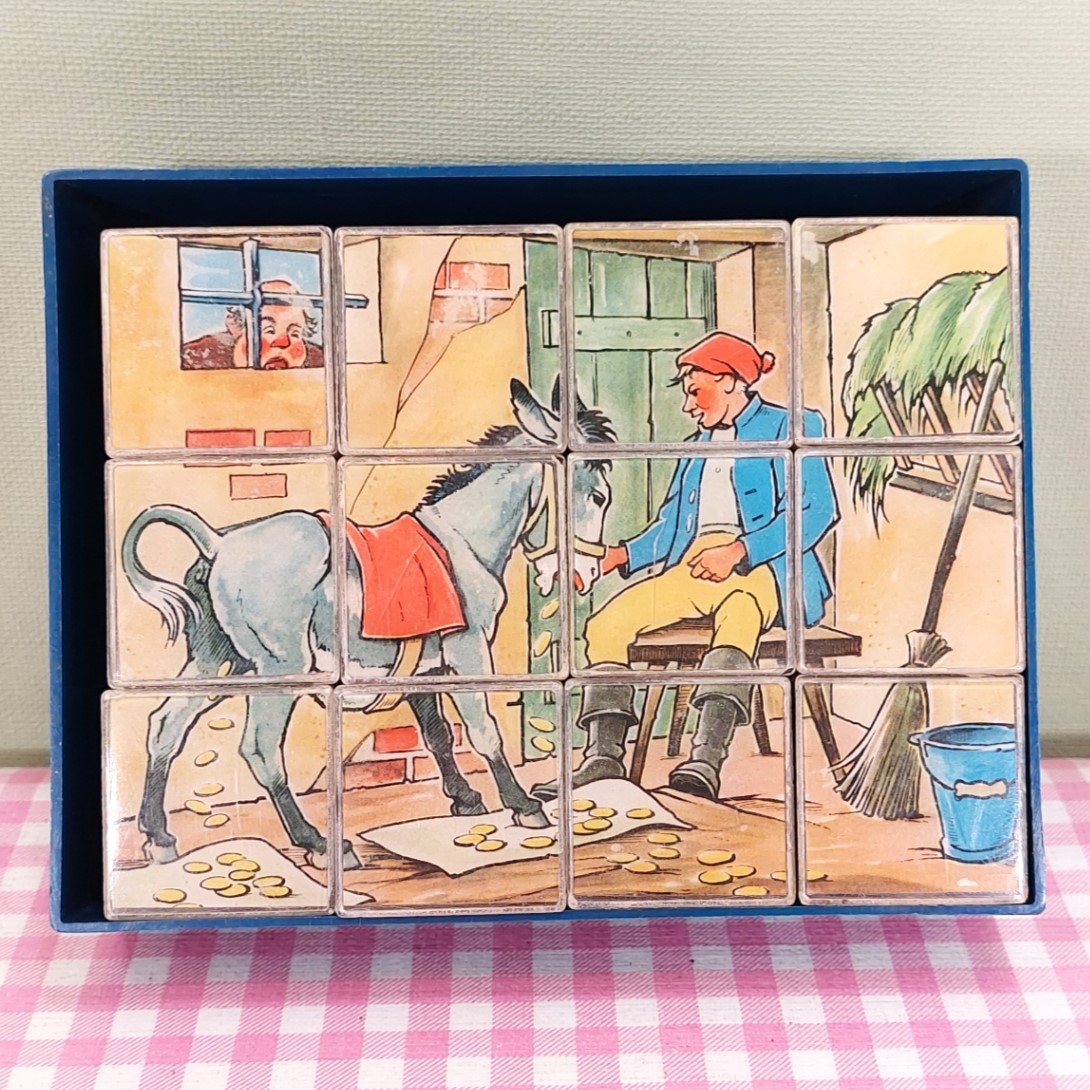 Vintage sprookjes puzzel blokkenpuzzel plastic jaren 60/70