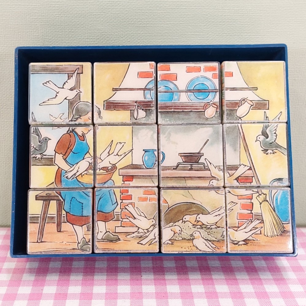 Vintage sprookjes puzzel blokkenpuzzel plastic jaren 60/70