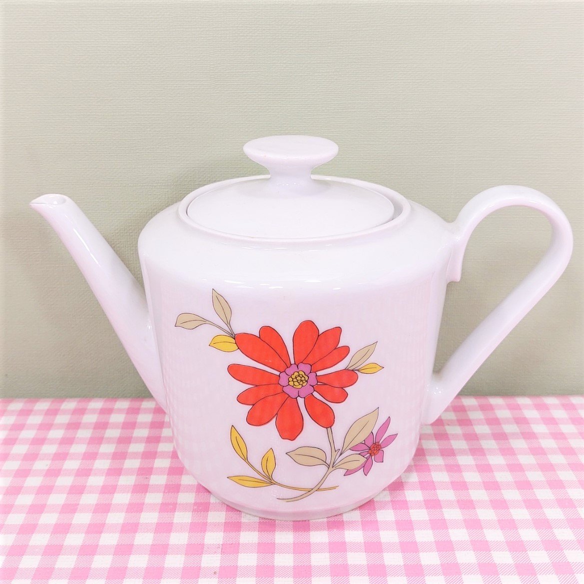 Vintage Kahla theepot gebloemd - Jaren 70 - Retro servies - 14 cm