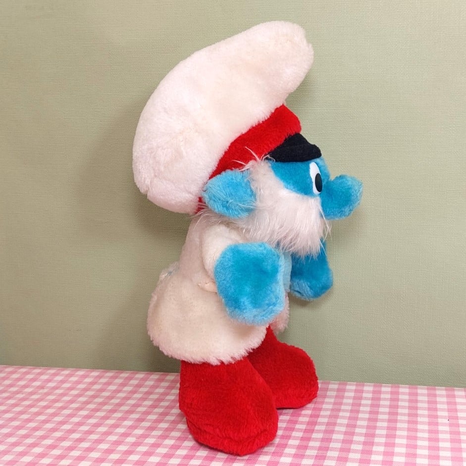 Vintage Wallace Berry knuffel Grote Smurf kapitein - Peyo Smurfen 1983