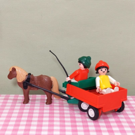 Vintage Playmobil 3583 kinderen met ponywagen - Playmobil boerderij