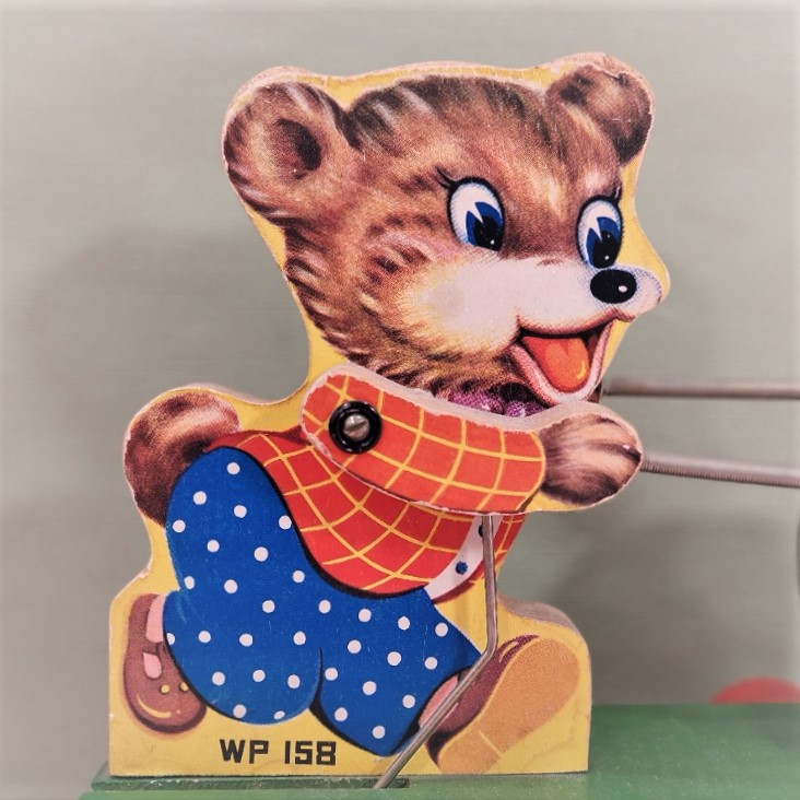 Vintage houten speelgoed trekfiguur beertje - Made in China