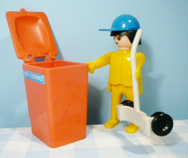 Vintage Playmobil vuilnisman figuur - vuilniswagen - 1978