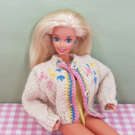 Vintage Barbie outfit / kleding - gebreid vest