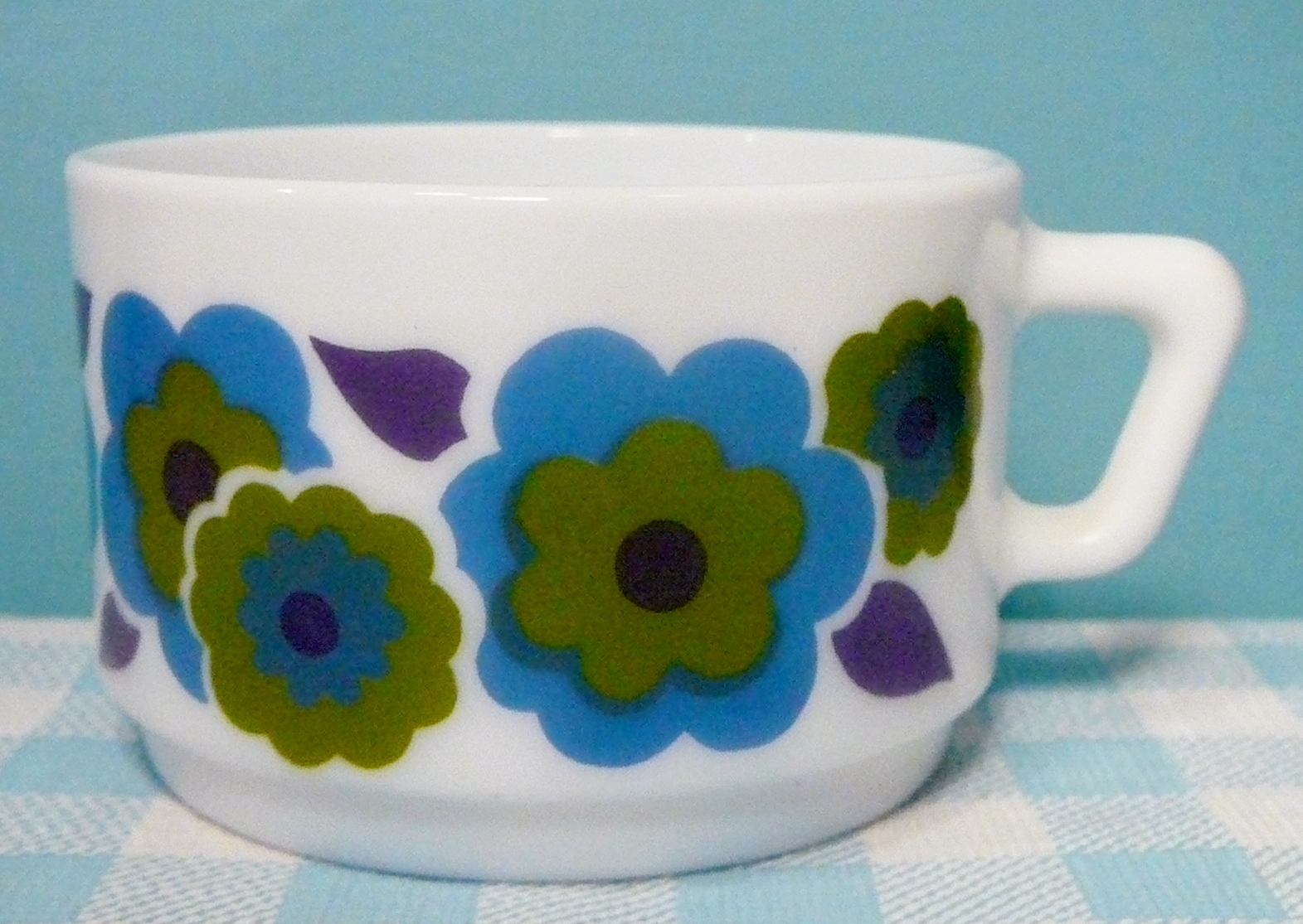 Vintage Arcopal France Lotus  servies - kopje blauw/groen - Jaren 70