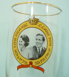 Vintage glas Koningin Beatrix en Prins Claus - 10 maart 1966