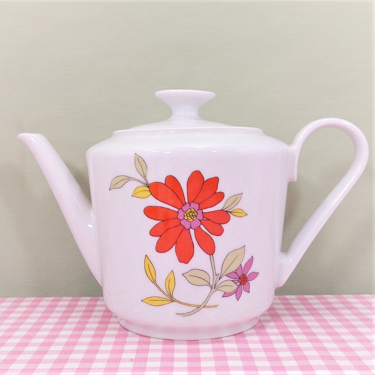 Vintage Kahla theepot gebloemd - Jaren 70 - Retro servies - 14 cm