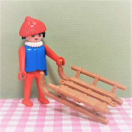 Vintage Playmobil 3250 wintersport - figuur op slee
