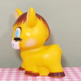 Vintage piepfiguur geel ezeltje - retro squeeky toy