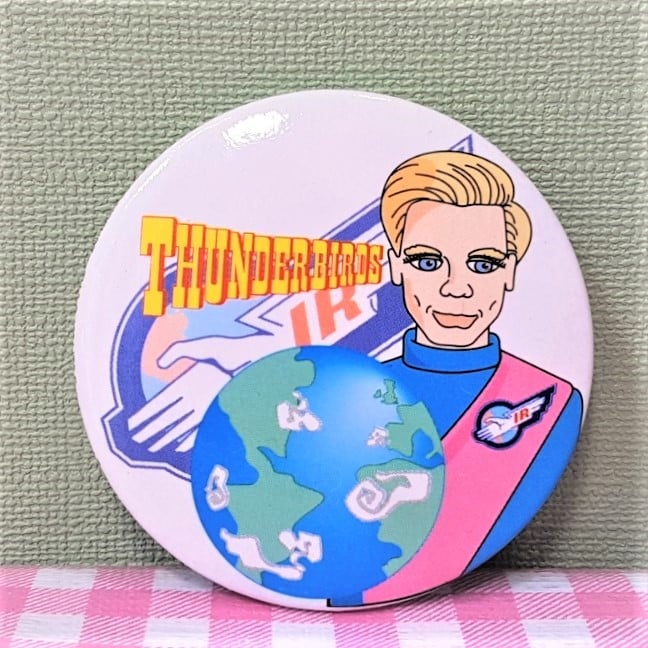 Vintage Thunderbirds buttons set van 2 – jaren 90 - Raket/Figuur