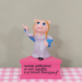 Vintage Schleich Muppet figuren op sokkel 1980 - Miss Piggy & Stadler