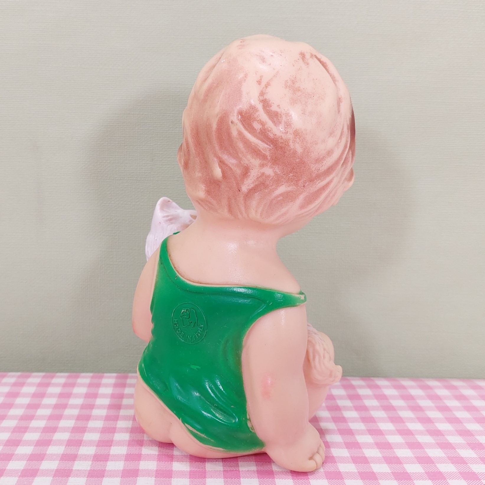 Vintage piepfiguur/squeaky toy Ledra Italy - Meisje met kat - jaren 60