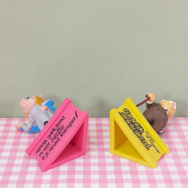 Vintage Schleich Muppet figuren op sokkel 1980 - Miss Piggy & Stadler