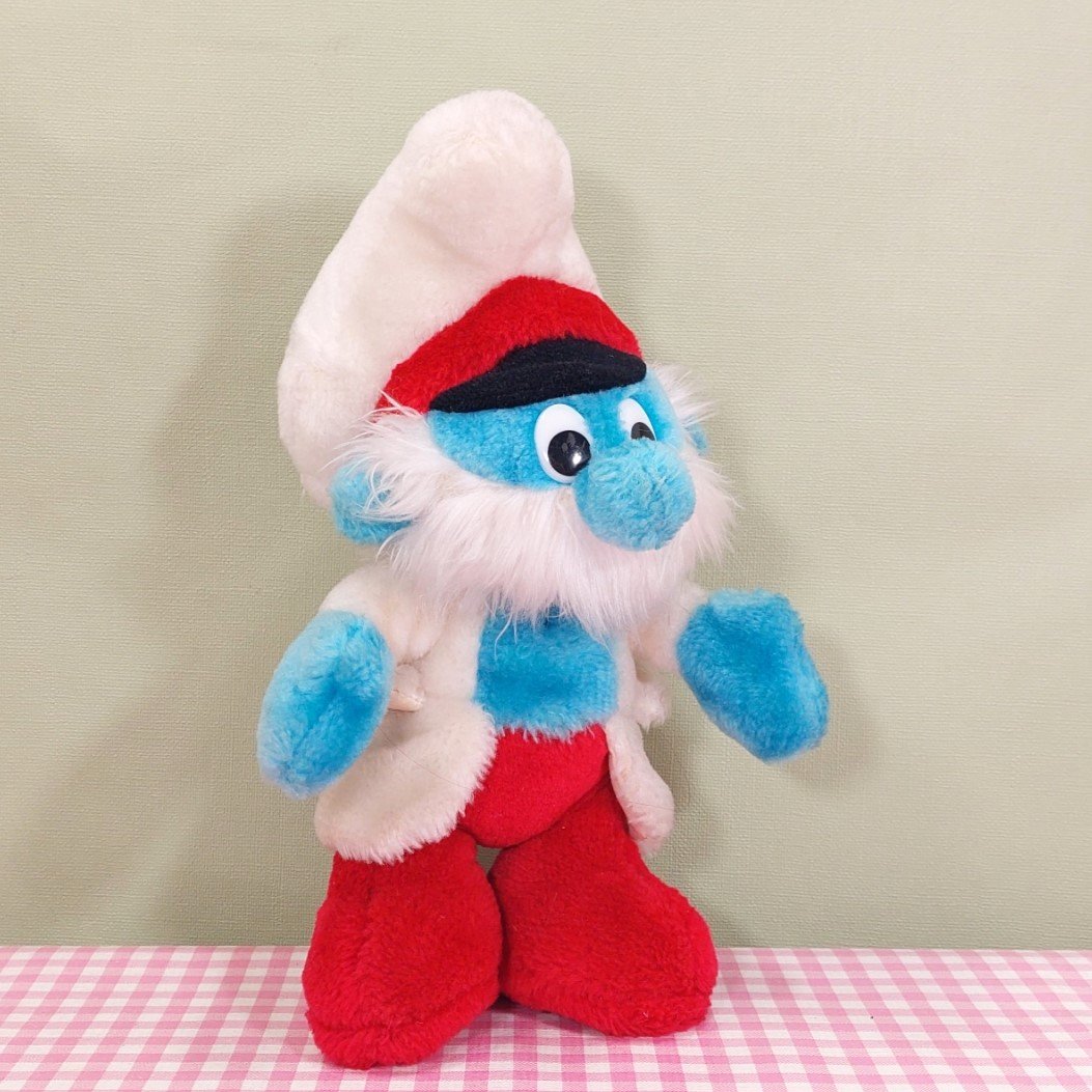 Vintage Wallace Berry knuffel Grote Smurf kapitein - Peyo Smurfen 1983