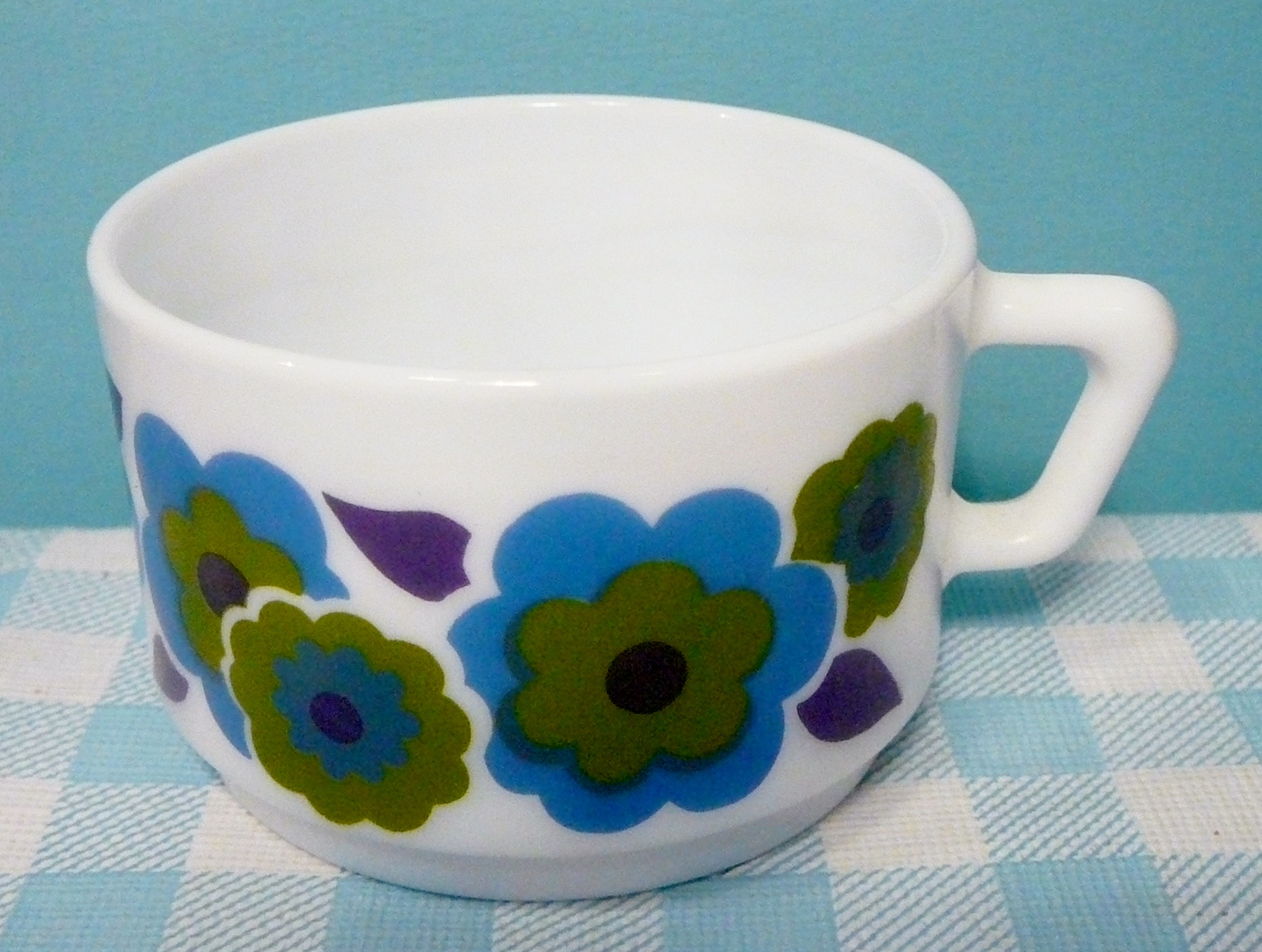 Vintage Arcopal France Lotus  servies - kopje blauw/groen - Jaren 70