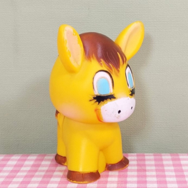 Vintage piepfiguur geel ezeltje - retro squeeky toy