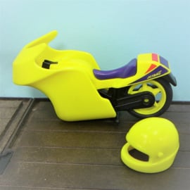 Playmobil onderdelen neon gele racemotor met helm