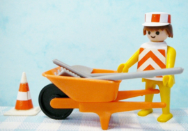 Vintage Playmobil 3313 wegwerker of bouwvakker met kruiwagen - 1974