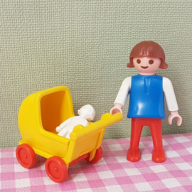 Vintage Playmobil 3357 meisje met poppenwagen - jaren 80